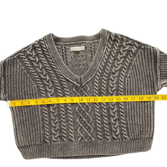 Aeropostale Cable Knit Grunge Crop Sweater Washed Out Mineral Wash Oversized-M - Picture 12 of 14